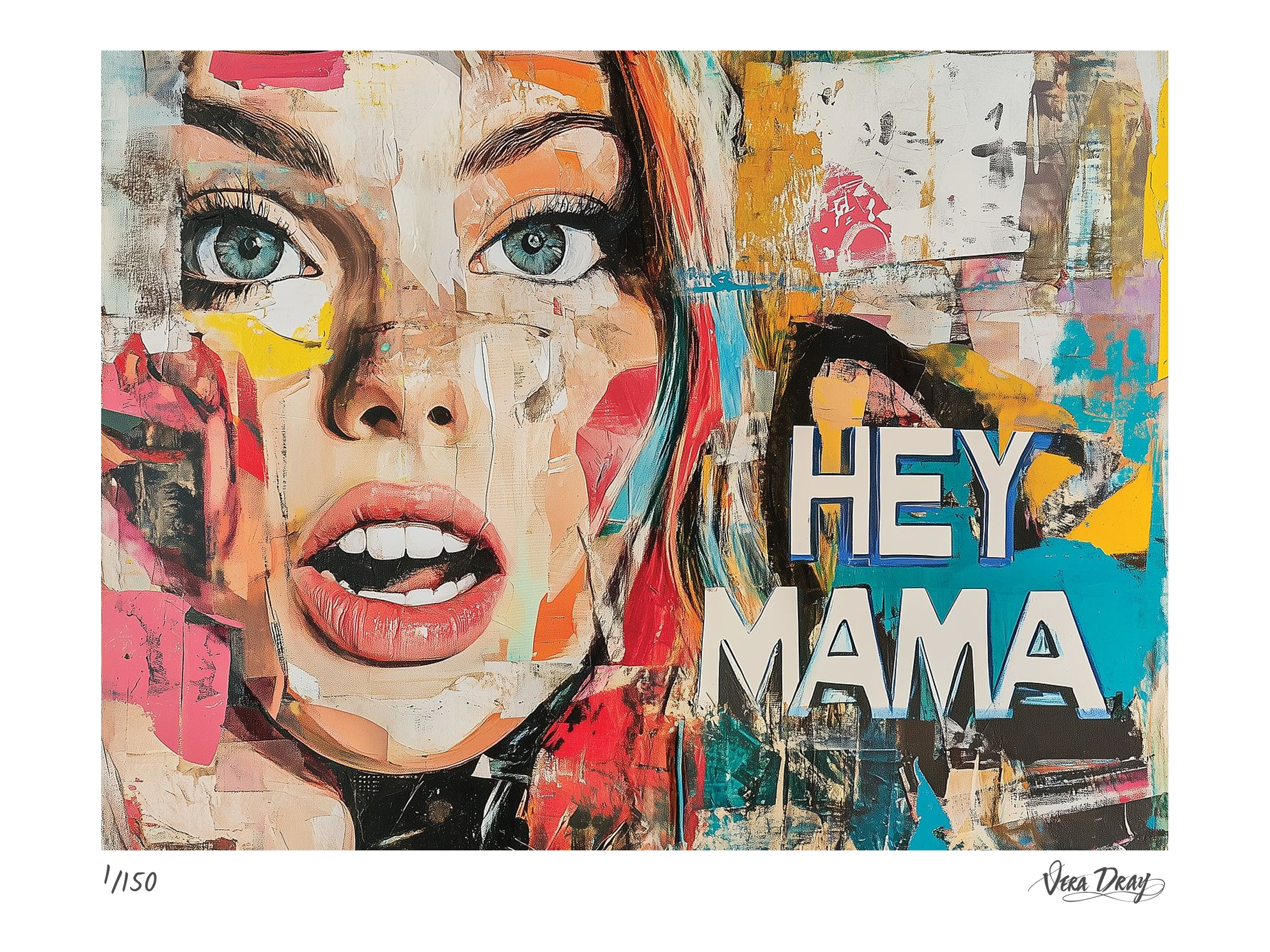 Hey Mama by Vera Dray, shown framed