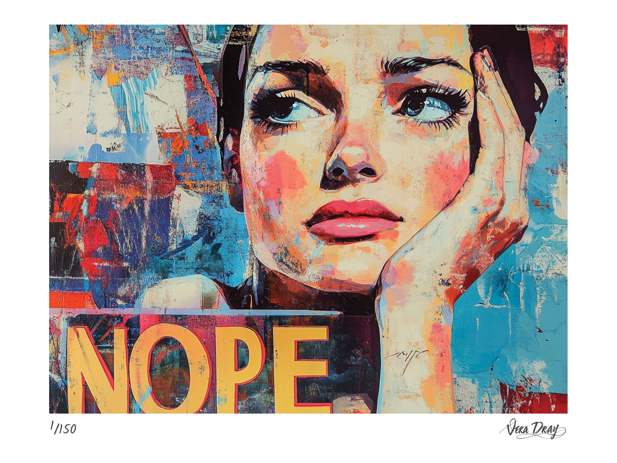 Nope by Vera Dray, shown framed