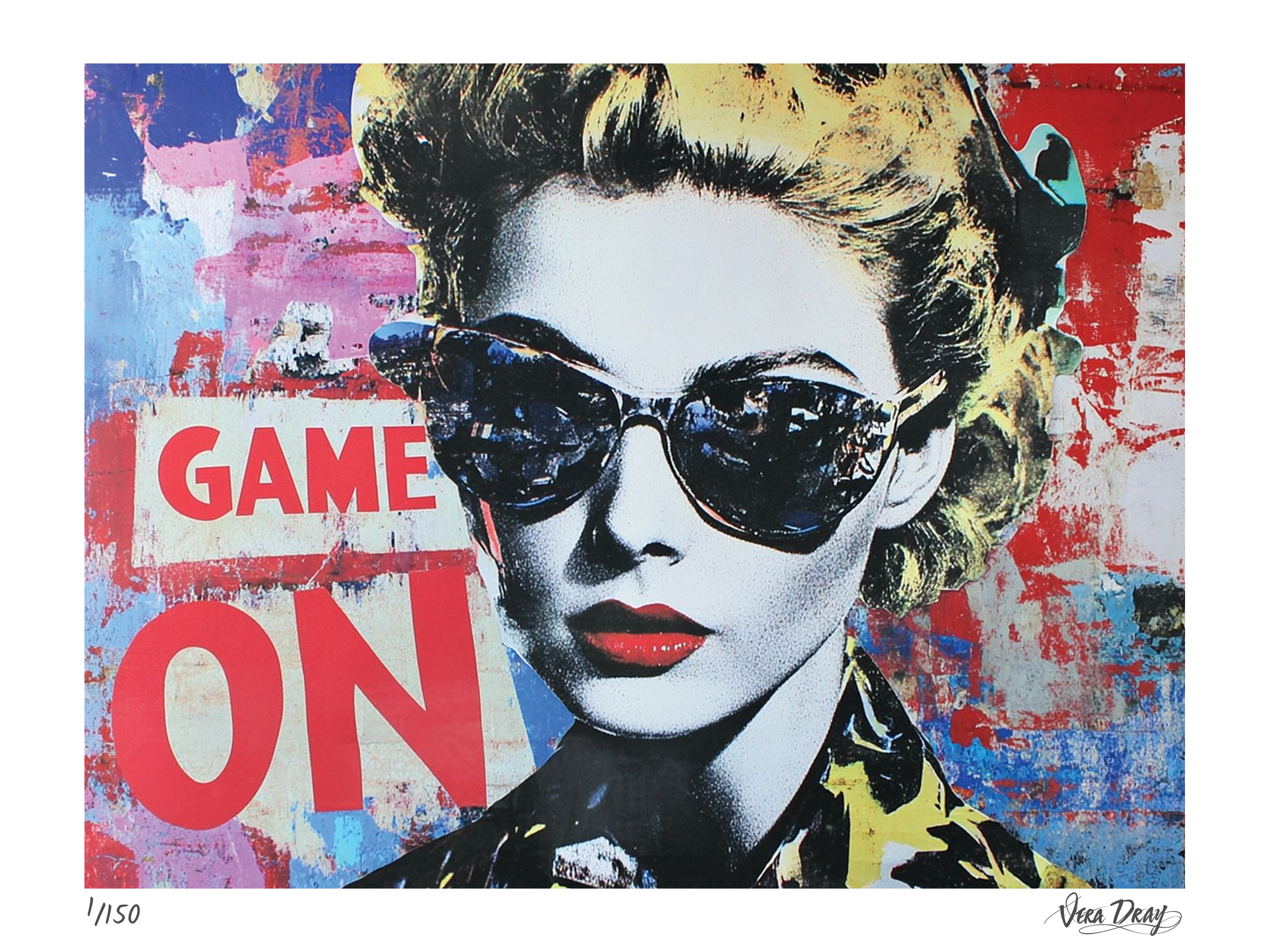 Game On by Vera Dray, shown framed